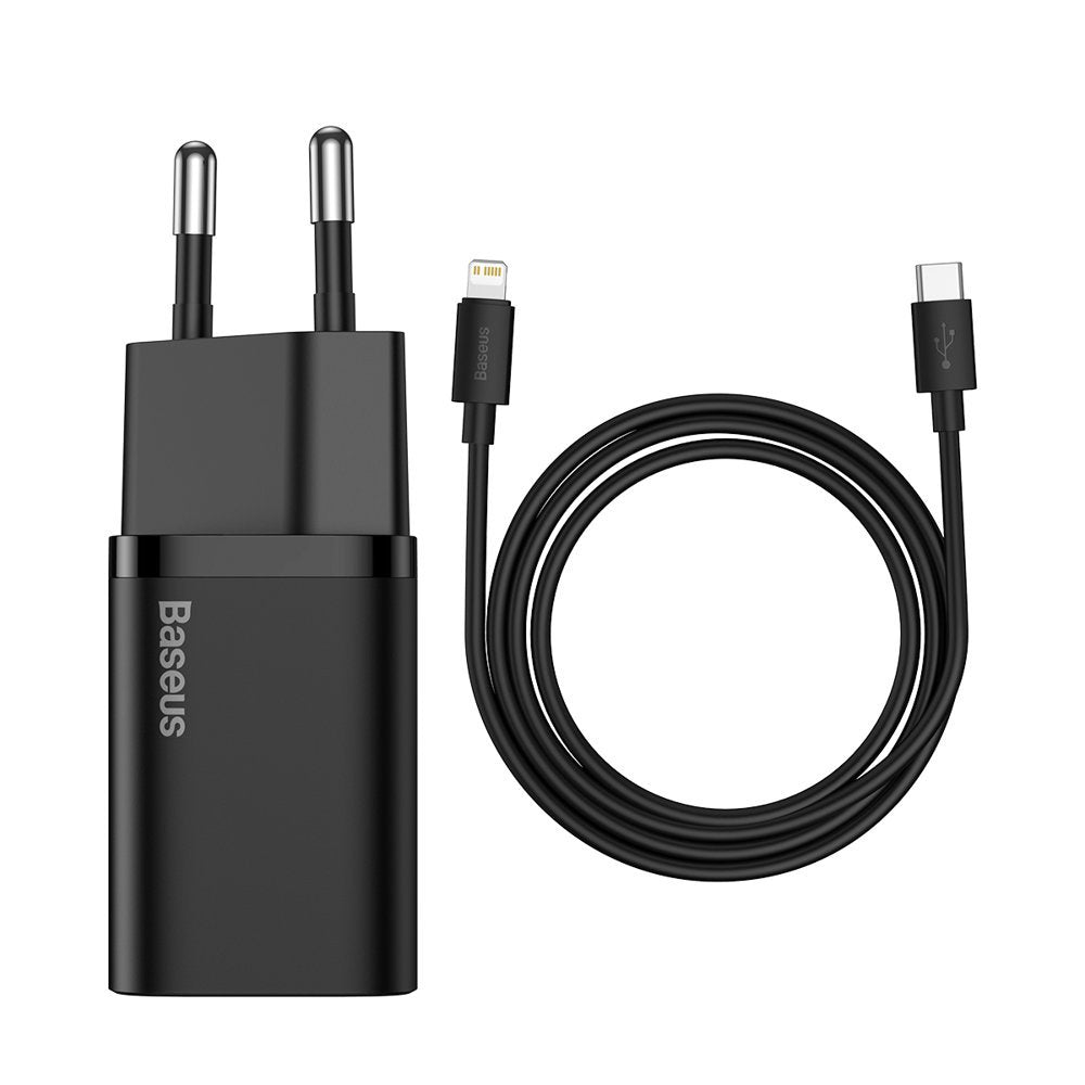 Mrežni punjač s Lightning kabelom Baseus Super Si, 20W, 3A, 1 x USB-C, crni TZCCSUP-B01