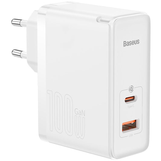 Mrežni punjač s USB-C kabelom Baseus GaN5 Pro, 100W, 3A, 1 x USB-A - 1 x USB-C, Bijeli CCGP090202