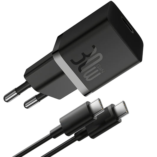 Punjač za mrežu s USB-C kabelom Baseus GaN5S, 30W, 3A, 1 x USB-C, crni P10110902113-00