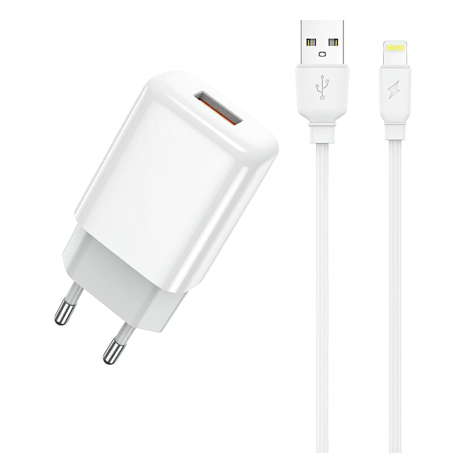 Punjač za mrežu s Lightning kabelom Prestico F9S, 12W, 2.4A, 1 x USB-A, Bijeli