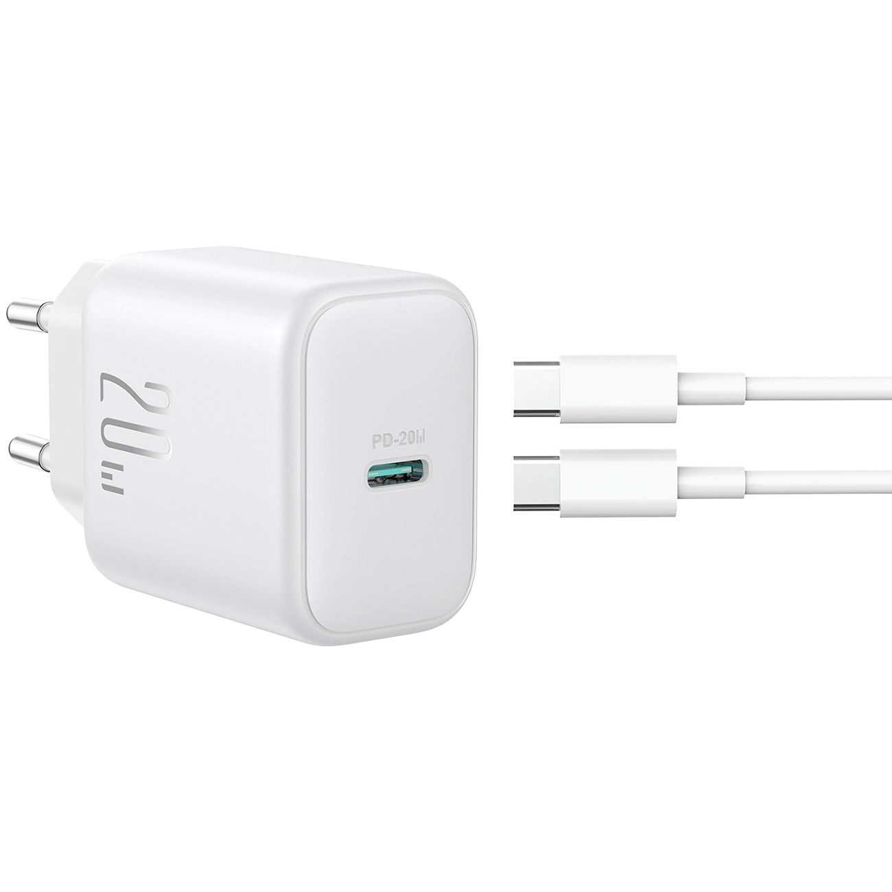 Punjač za mrežu s USB-C kabelom Joyroom JR-TCF20, 20W, 3A, 1 x USB-C, Bijeli