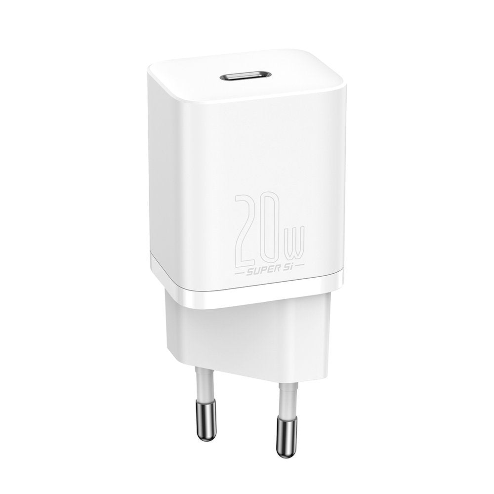Punjač za mrežu s Lightning kabelom Baseus Super Si, 20W, 3A, 1 x USB-C, Bijeli TZCCSUP-B02