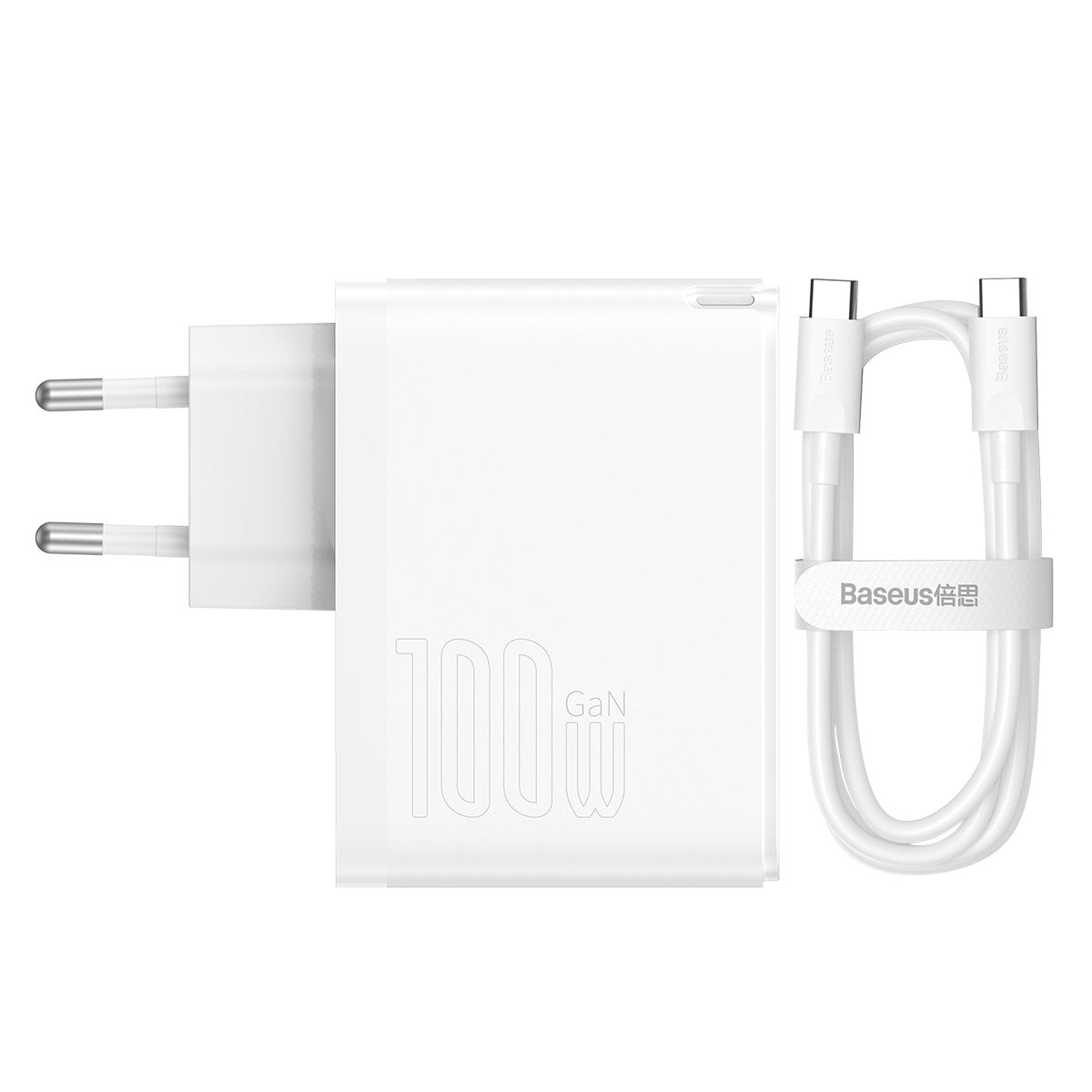 Mrežni punjač s USB-C kabelom Baseus GaN5 Pro, 100W, 3A, 1 x USB-A - 1 x USB-C, Bijeli CCGP090202
