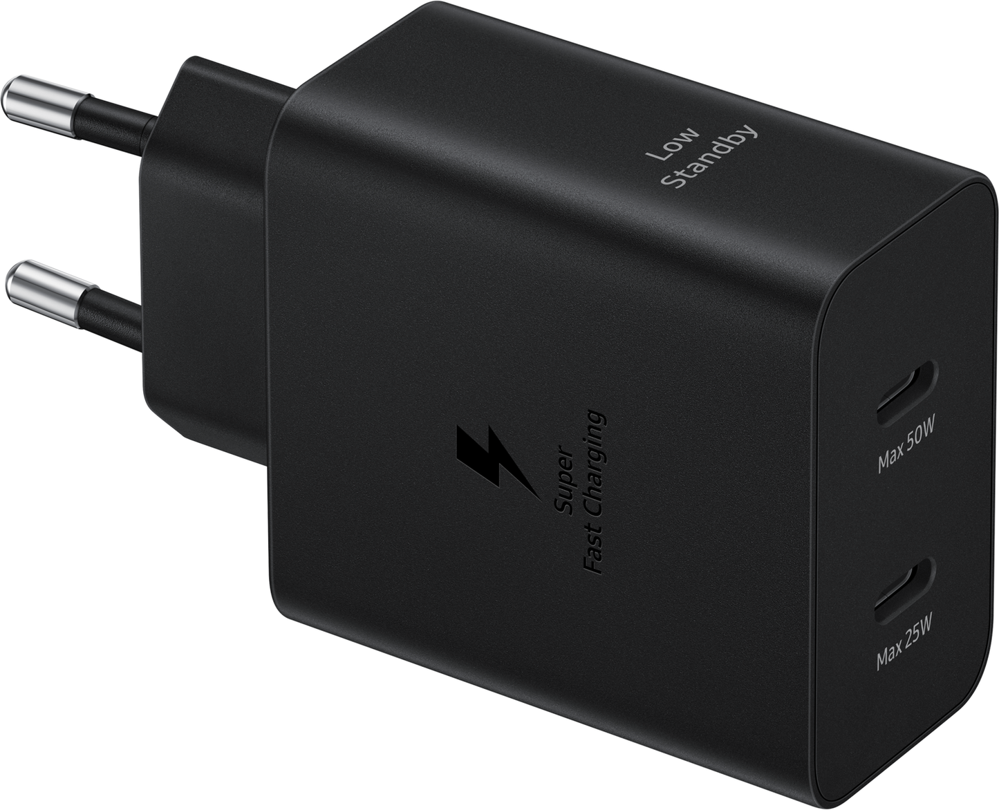 Punjač za mrežu s USB-C kabelom Samsung, 50W, 3A, 2 x USB-C, crni EP-T5020XBEGEU