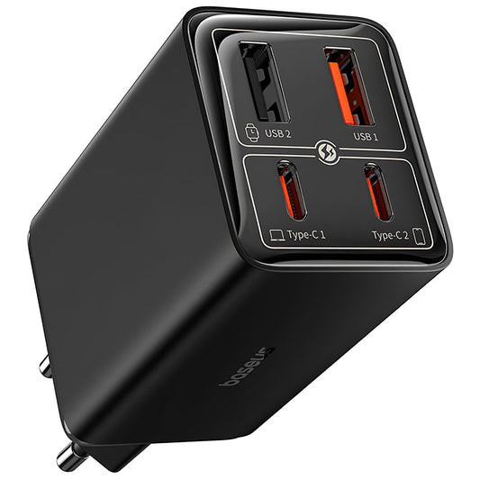 Punjač za mrežu s USB-C kabelom Baseus GaN6 Pro, 100W, 3.25A, 2 x USB-A - 2 x USB-C, crni P10162705112-00