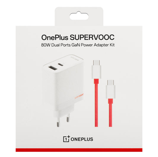 Mrežni punjač s USB-C kabelom OnePlus, 80W, 7.3A, 1 x USB-A - 1 x USB-C, Bijela 5461100597