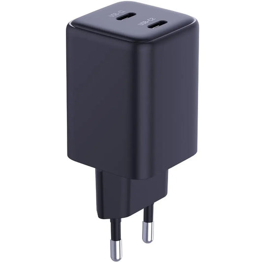 Mrežni punjač s USB-C kabelom 3MK HyperCharger, 45W, 3A, 2 x USB-C, crni