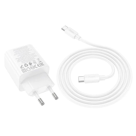 Punjač za mrežu s USB-C kabelom HOCO N55, 20W, 3A, 2 x USB-A - 2 x USB-C, Bijeli