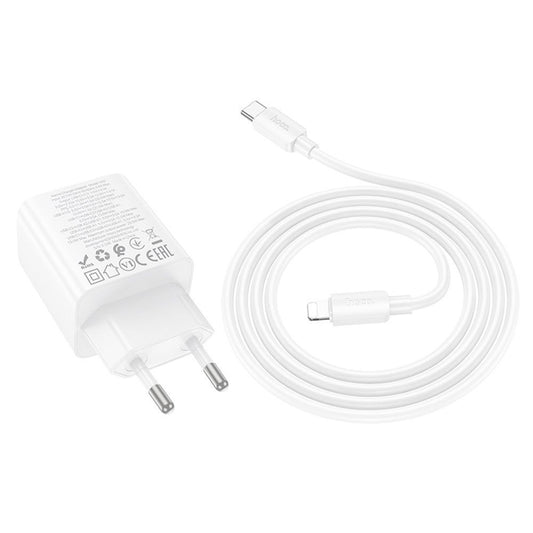 Punjač za mrežu s Lightning kabelom HOCO N55, 20W, 3A, 2 x USB-A - 2 x USB-C, Bijeli