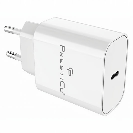 Mrežni punjač s USB-C kabelom Prestico F15S-C, 30W, 3A, 1 x USB-C, Bijeli