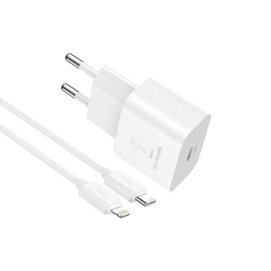 Mrežni punjač s Lightning kabelom XO Design L167, 25W, 3A, 1 x USB-C, Bijeli