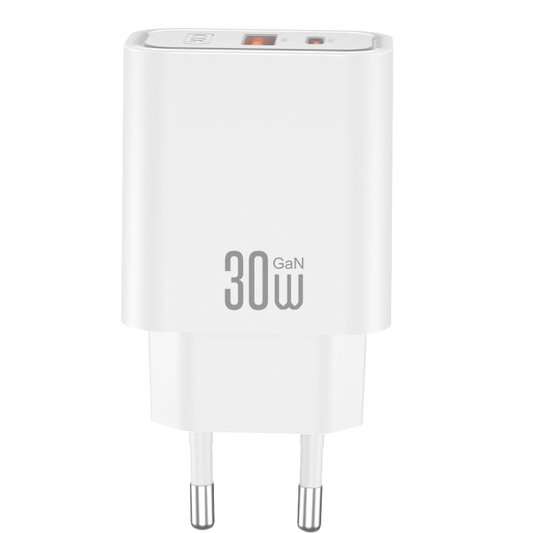 Mrežni punjač s USB-C kabelom XO Design CE42, 30W, 3A, 1 x USB-A - 1 x USB-C, Bijela