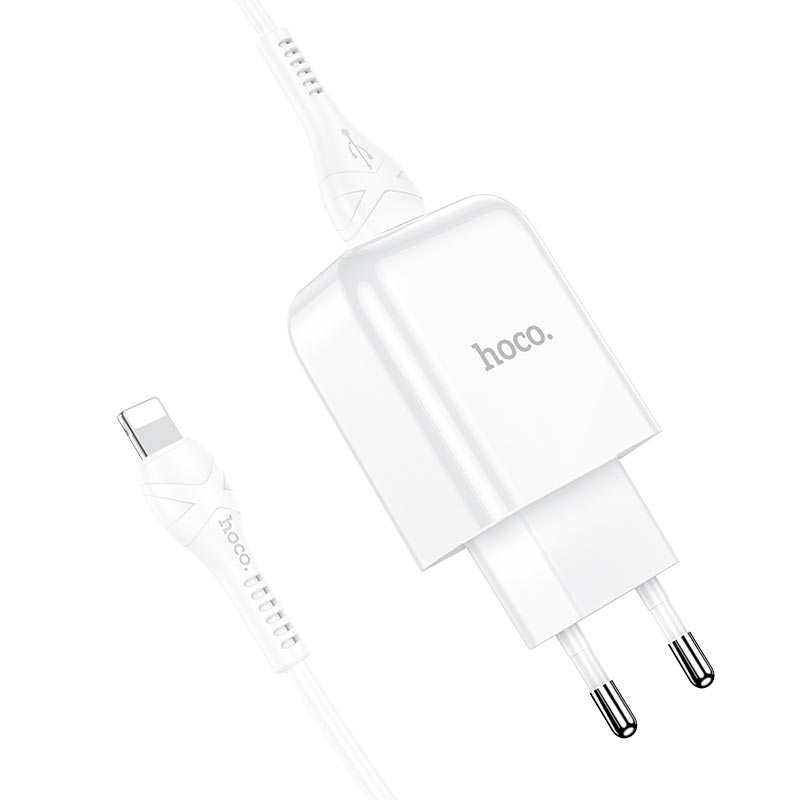 Punjač za mrežu s Lightning kabelom HOCO N2, 10W, 2A, 1 x USB-A, Bijeli