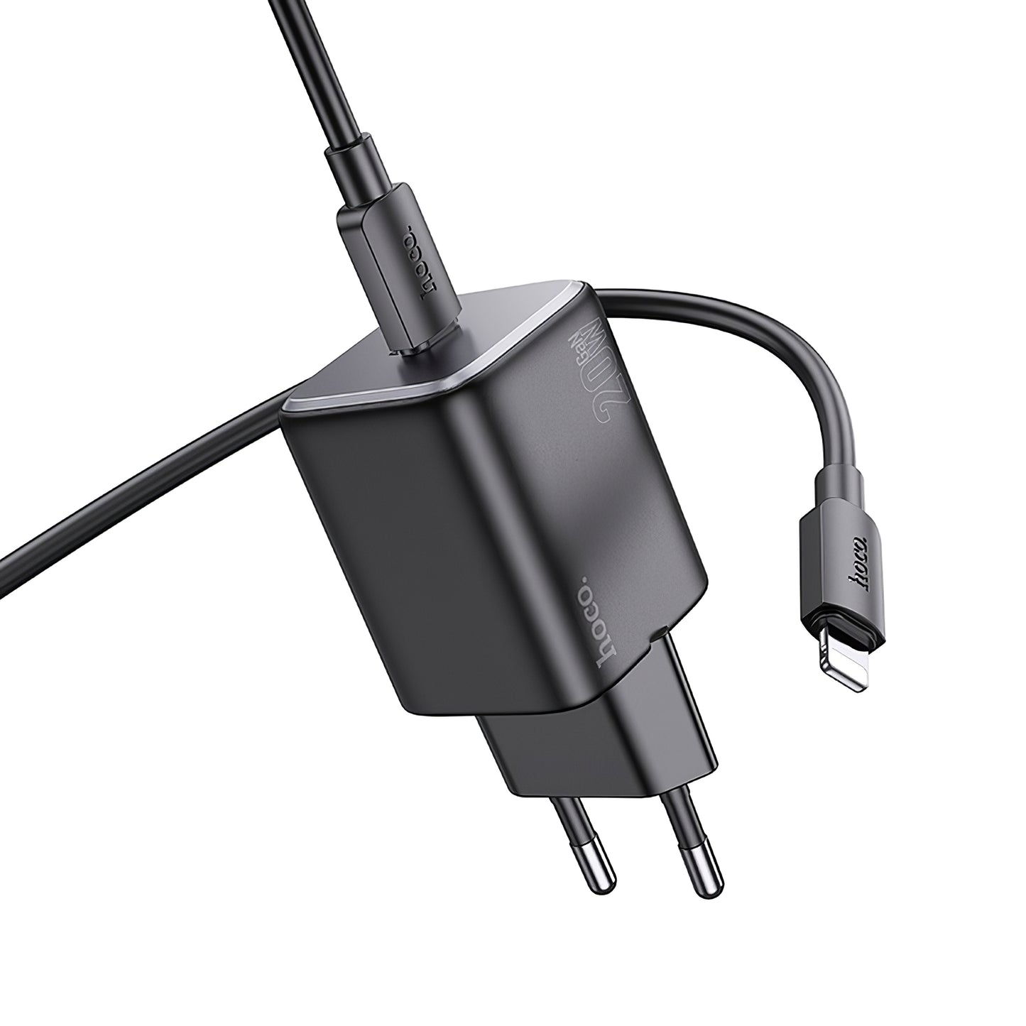Mrežni punjač s Lightning kabelom HOCO N40, 20W, 3A, 1 x USB-C, crni