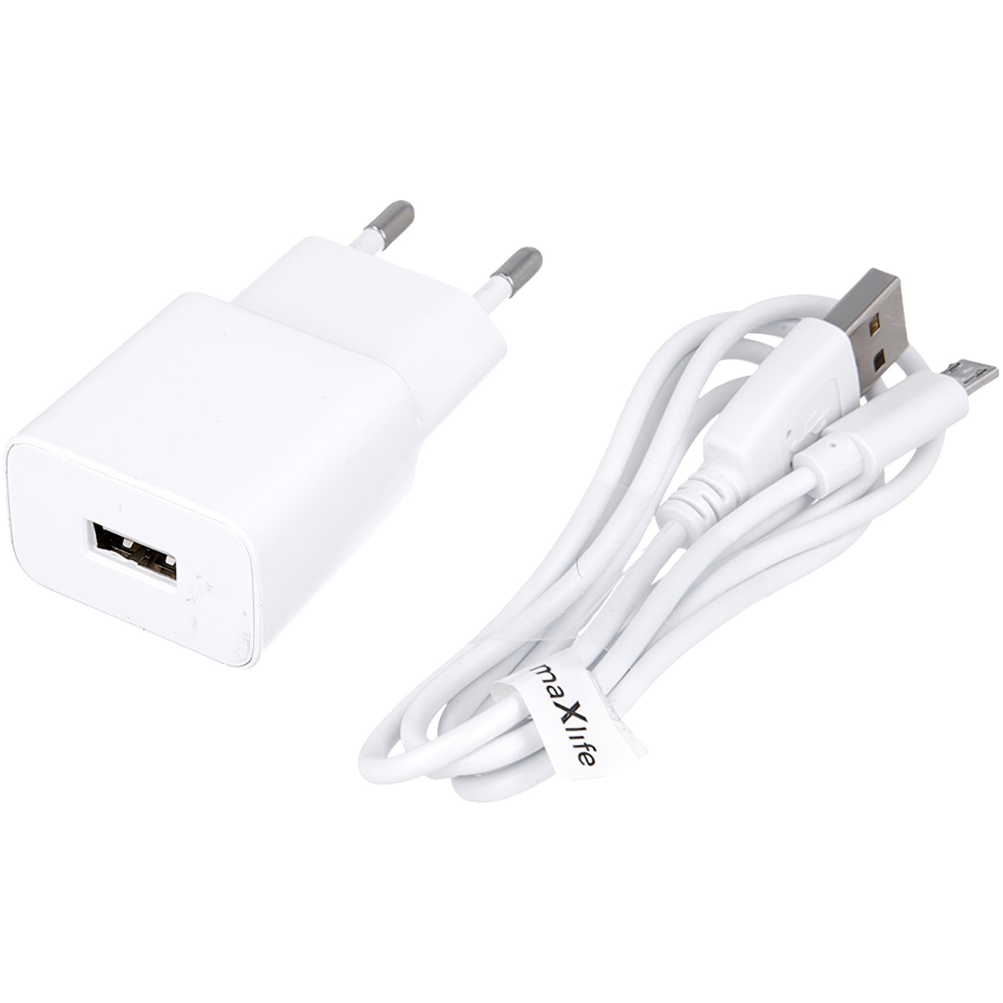 Punjač za mrežu s microUSB kabelom MaXlife MXTC-01, 10.5W, 2.1A, 1 x USB-A, Bijeli