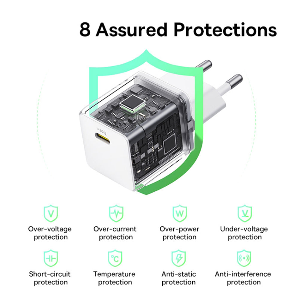 Punjač mreže s USB-C kabelom Baseus Palm, 30W, 3A, 1 x USB-C, Bijeli P10111605213-01