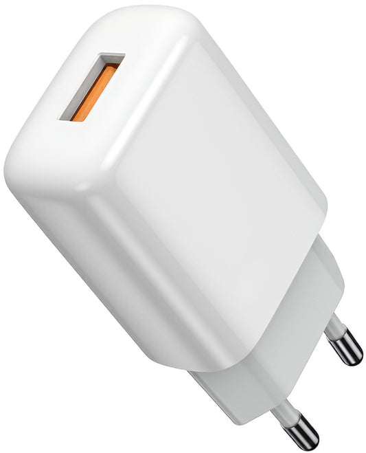 Punjač mreže s USB-C kabelom Prestico F9S, 12W, 2.4A, 1 x USB-A, Bijeli