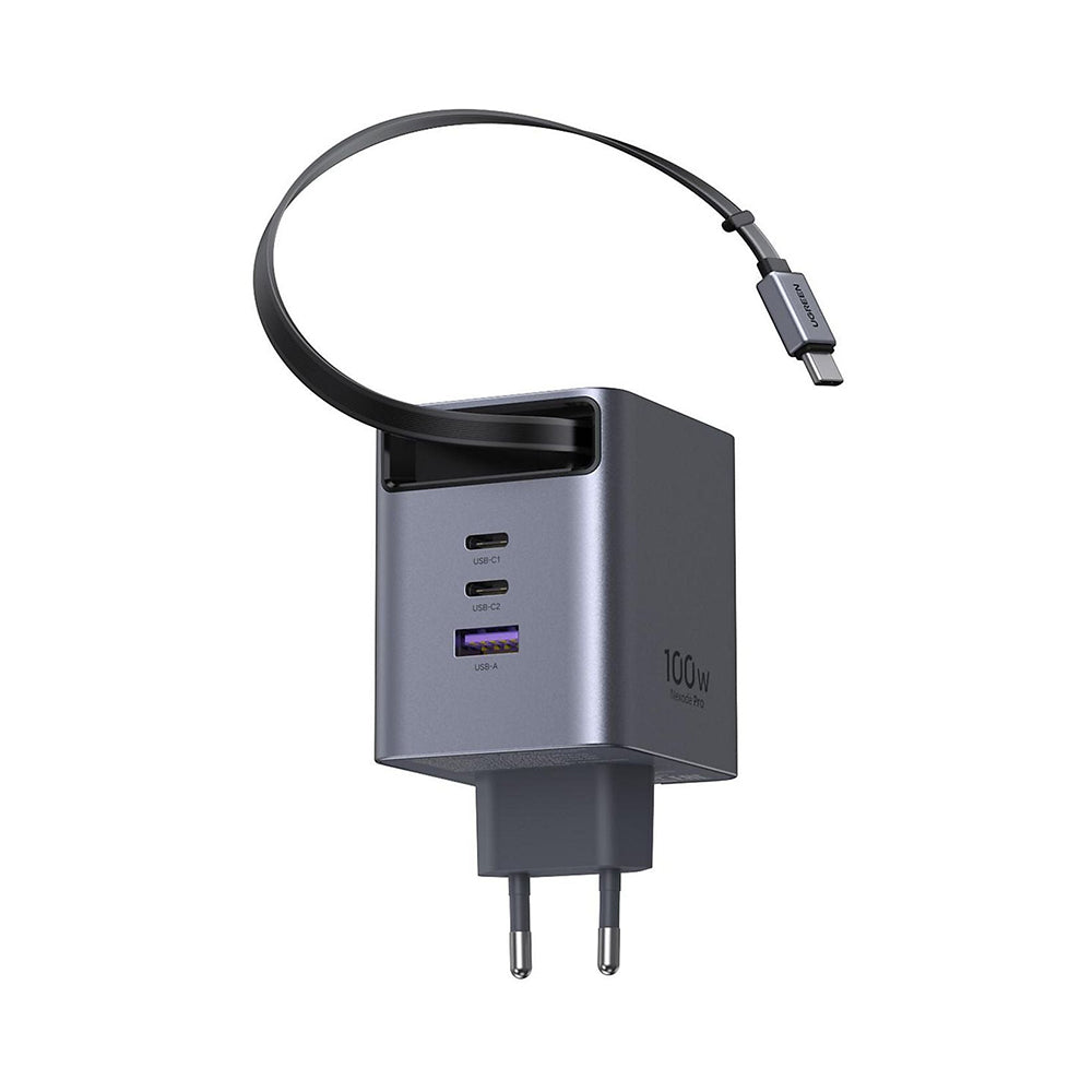 Mrežni punjač s USB-C kabelom UGREEN X616 (65828), 100W, 5A, 1 x USB-A - 3 x USB-C, Siva