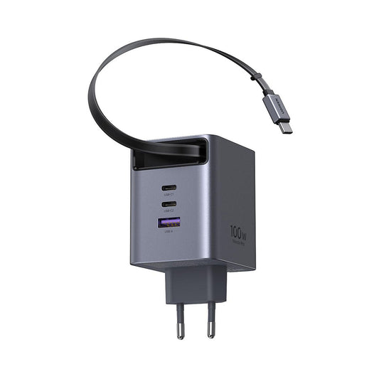 Mrežni punjač s USB-C kabelom UGREEN X616 (65828), 100W, 5A, 1 x USB-A - 3 x USB-C, Siva