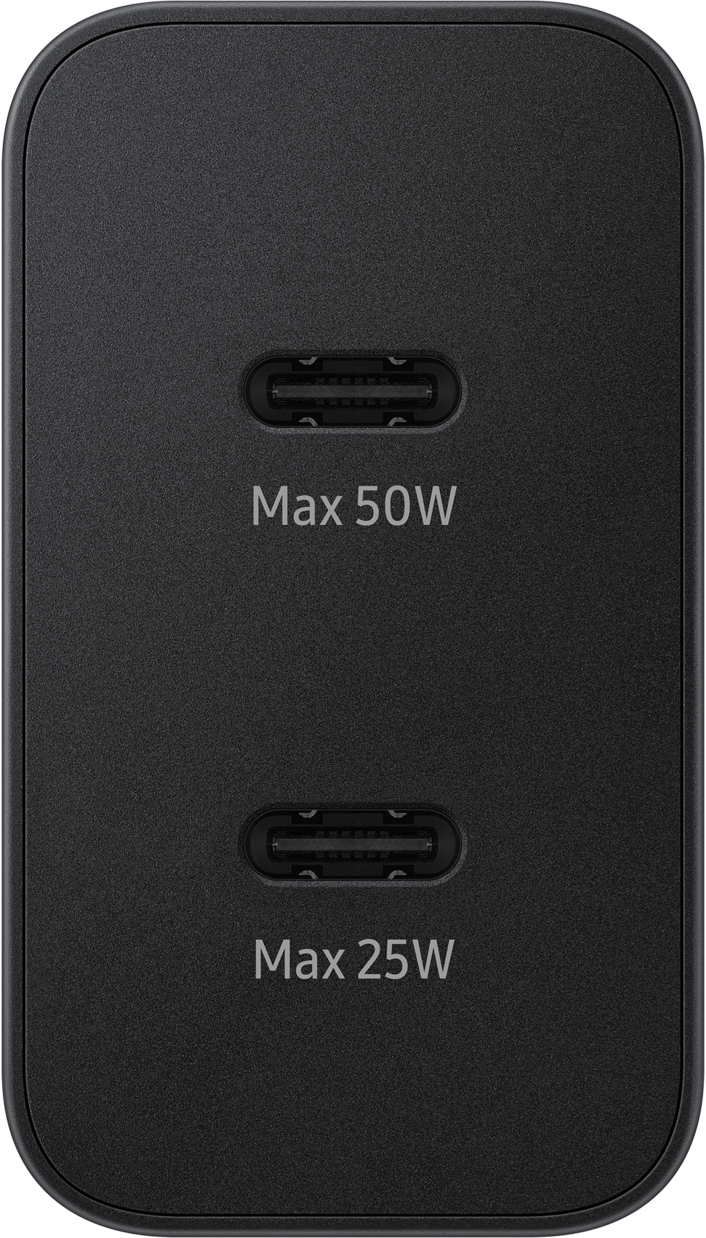 Punjač za mrežu s USB-C kabelom Samsung, 50W, 3A, 2 x USB-C, crni EP-T5020XBEGEU