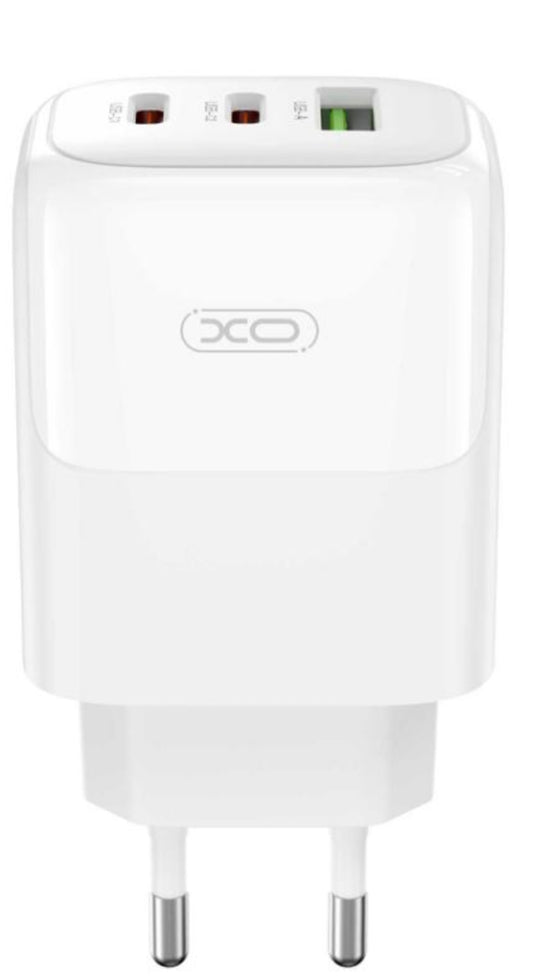 Punjač za mrežu s USB-C kabelom XO Design L139, 65W, 4.5A, 1 x USB-A - 2 x USB-C, Bijeli