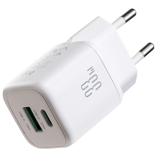 Punjač mreže s Lightning kabelom Joyroom JR-TG7, 33W, 3A, 1 x USB-A - 1 x USB-C, Bijeli
