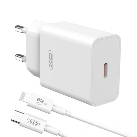 Mrežni punjač s Lightning kabelom XO Design L126, 20W, 3A, 1 x USB-C, Bijeli