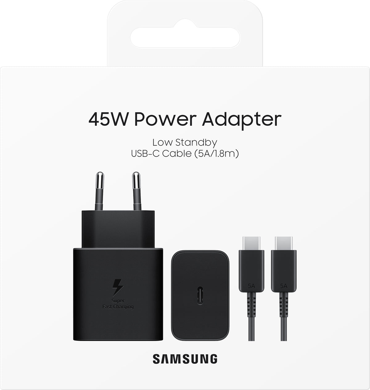Samsung mrežni punjač s USB-C kabelom, 45W, 4.05A, 1 x USB-C, Crni EP-T4511XBEGEU
