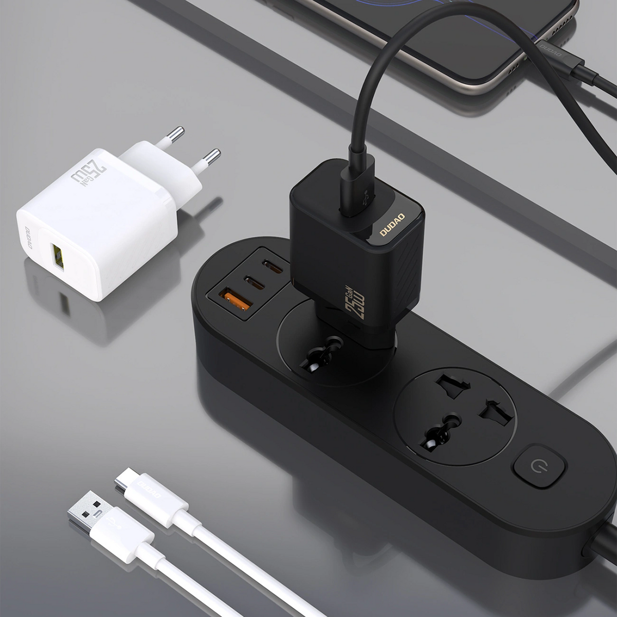 Mrežni punjač s USB-C kabelom Dudao A27STEU, 25W, 3A, 1 x USB-A, Crni