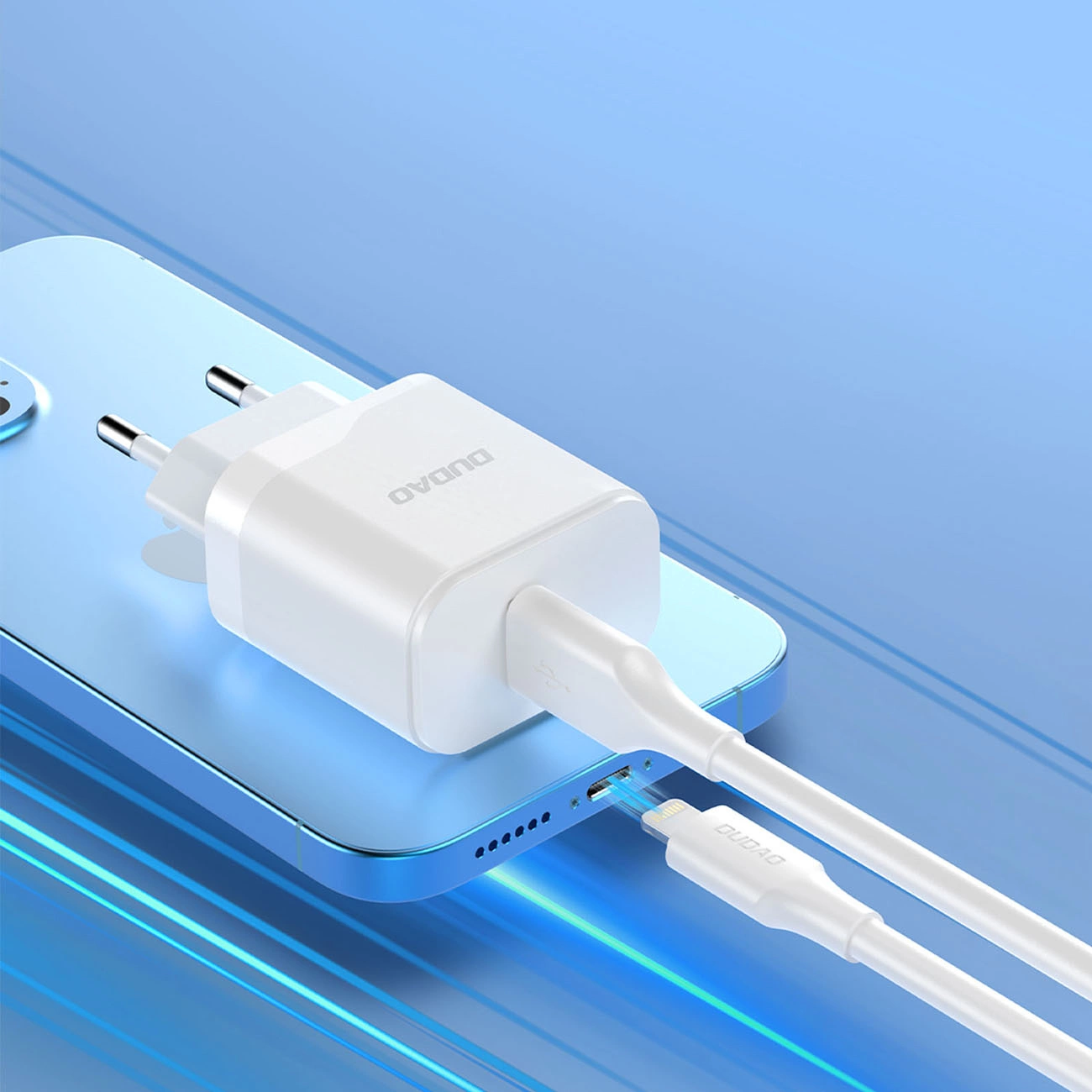 Punjač za mrežu s USB-C kabelom Dudao A20EU, 18W, 3A, 1 x USB-A, Bijeli
