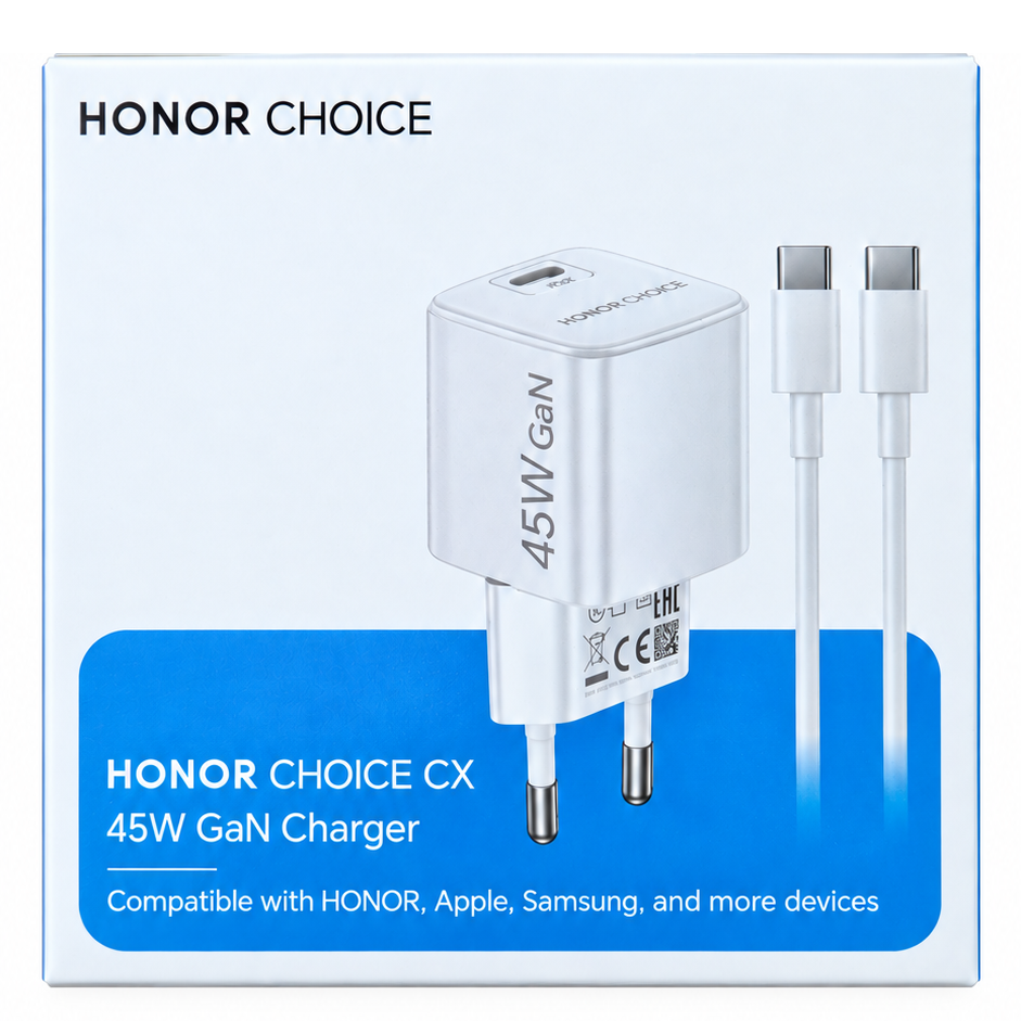 Punjač za mrežu s USB-C kabelom Honor Choice CP045E, 45W, 3A, 1 x USB-C, Bijela 5504ALHP