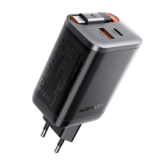 Mrežni punjač s USB-C kabelom Acefast A111, 67W, 3A, 1 x USB-A - 1 x USB-C, Crni