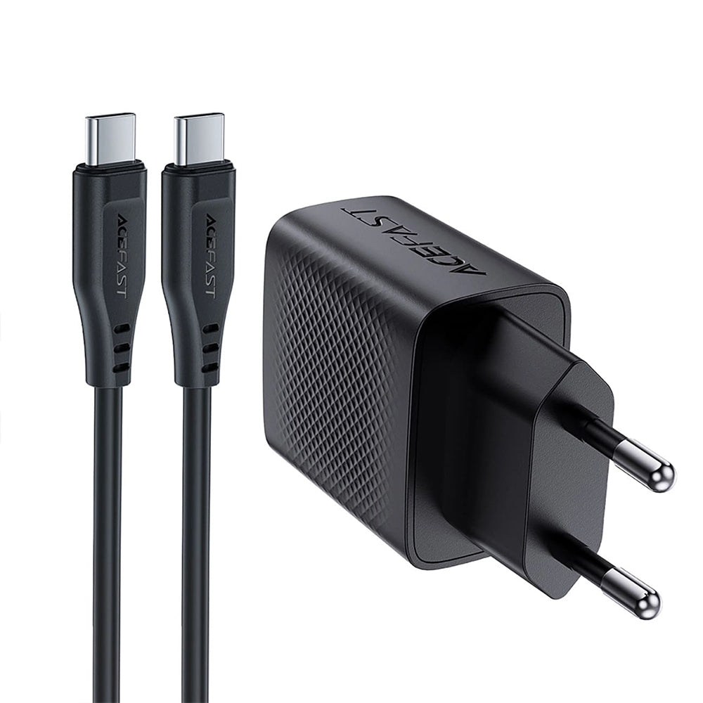 Mrežni punjač s USB-C kabelom Acefast A82, 20W, 3A, 1 x USB-C, Crni