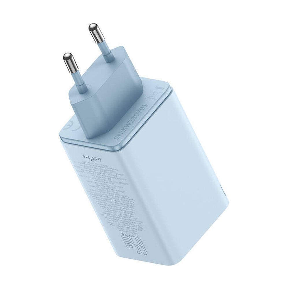 Punjač mreže s USB-C kabelom Baseus GaN6 Pro, 65W, 3.25A, 2 x USB-A - 2 x USB-C, Plavi E0121D00