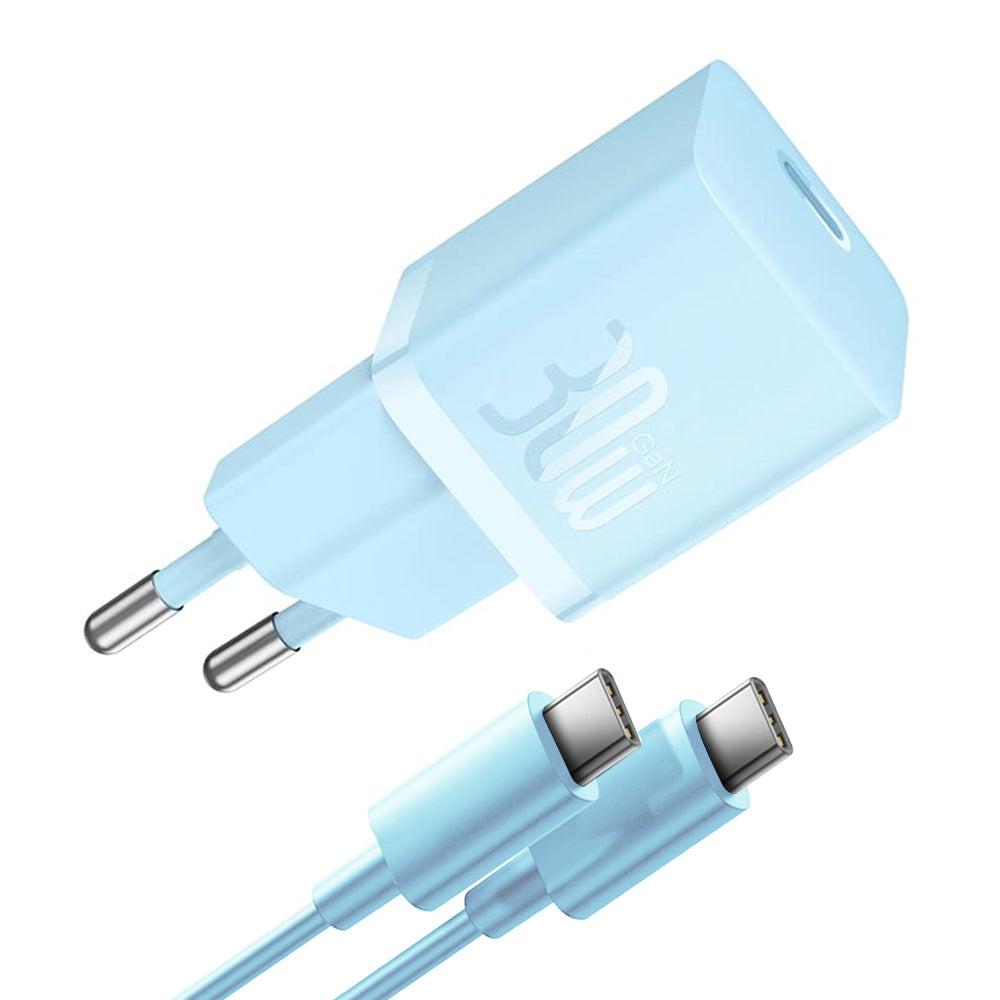 Mrežni punjač s USB-C kabelom Baseus GaN Mini 1C, 30W, 3A, 1 x USB-C, Plavi P10110902313-00
