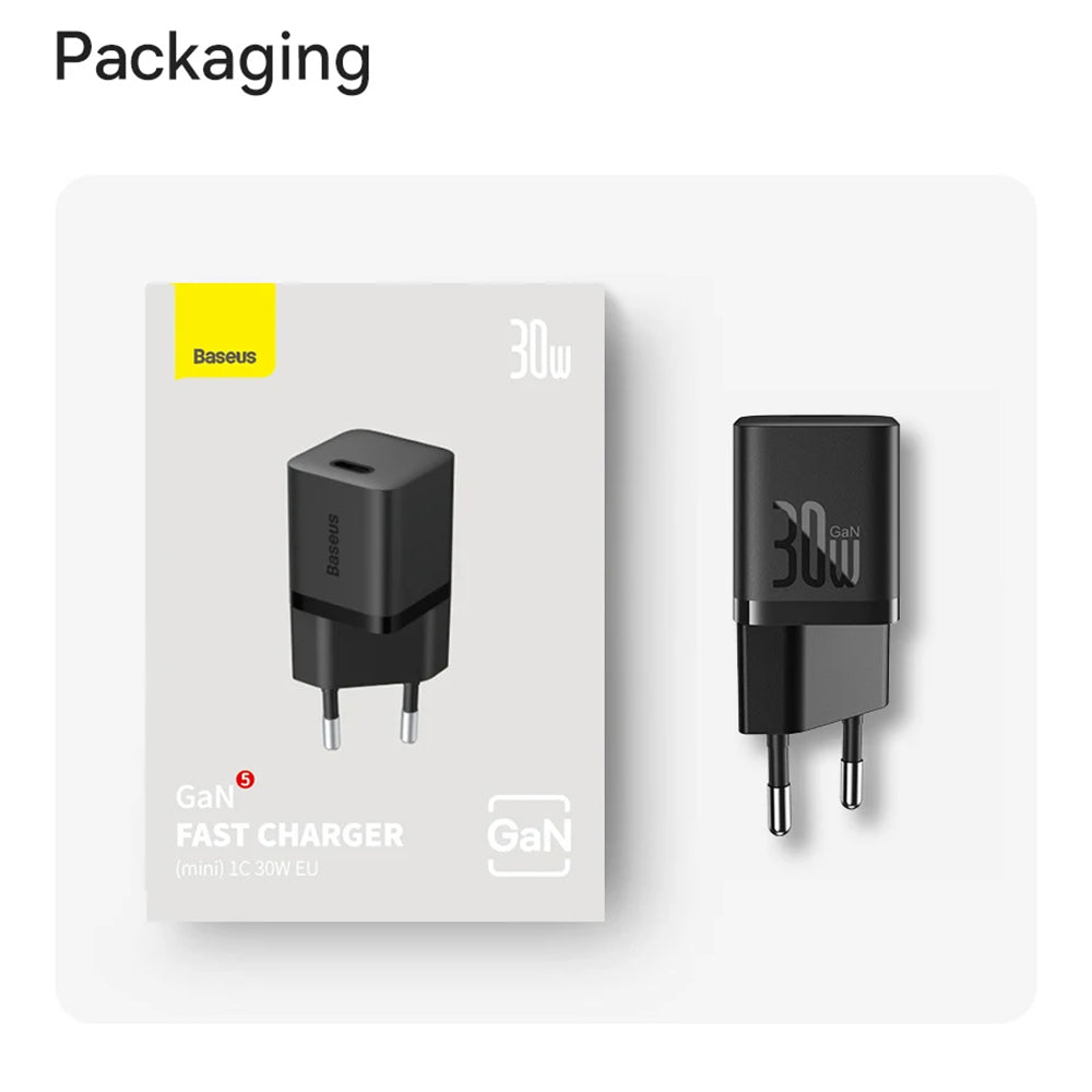 Mrežni punjač s USB-C kabelom Baseus GaN Mini 1C, 30W, 3A, 1 x USB-C, Plavi P10110902313-00