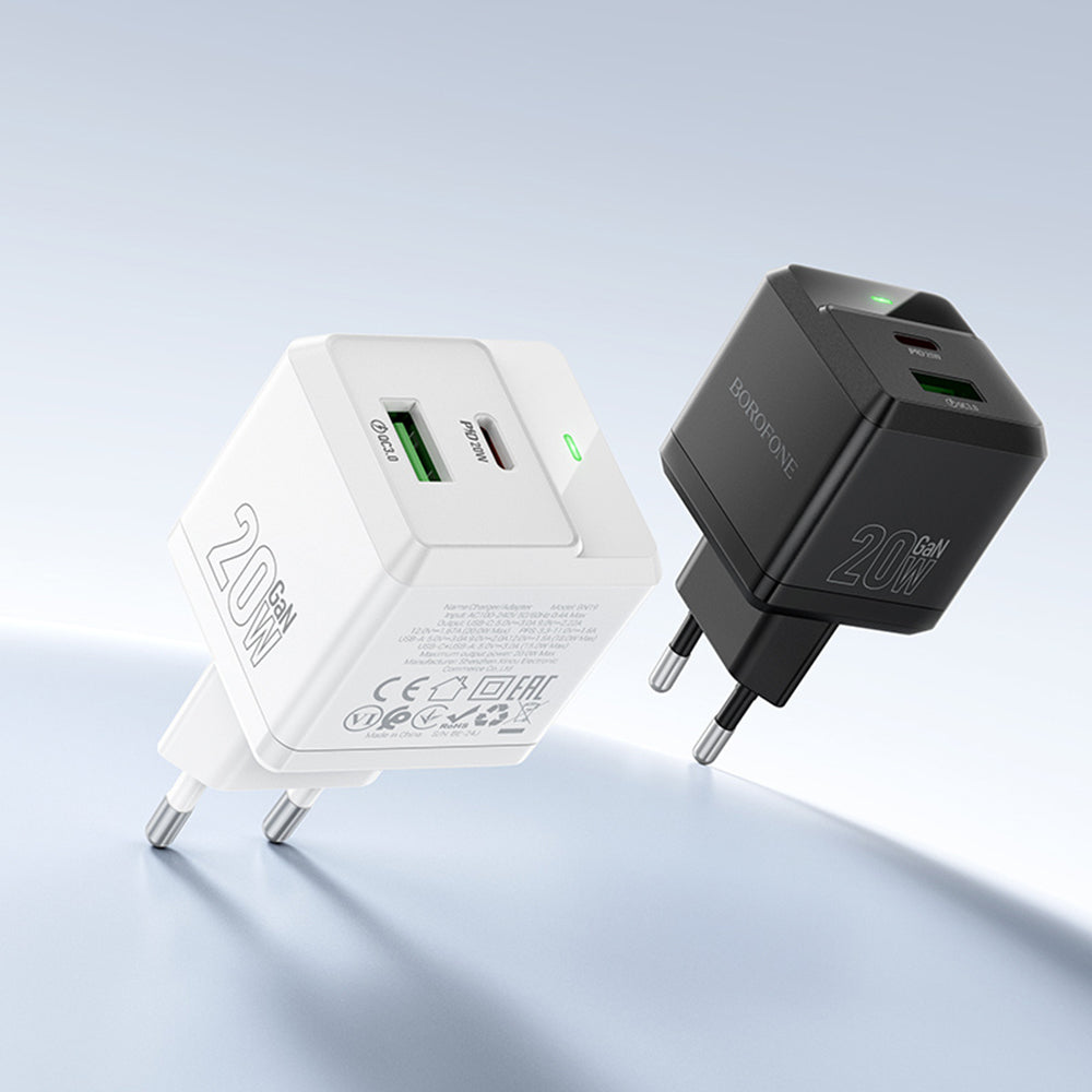 Mrežni punjač s USB-C kabelom Borofone BN19 Intenso, 20W, 3A, 1 x USB-A - 1 x USB-C, Crni