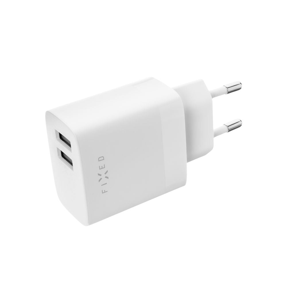 Punjač mreže s USB-C kabelom Fixed, 17W, 3A, 2 x USB-A, Bijeli