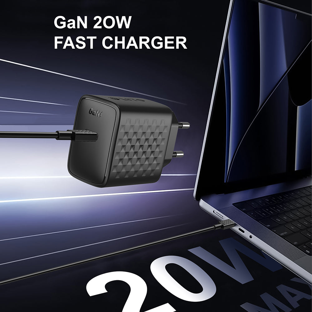 Punjač mreže s USB-C kabelom Lito LC13T, 20W, 3A, 1 x USB-C, Crni