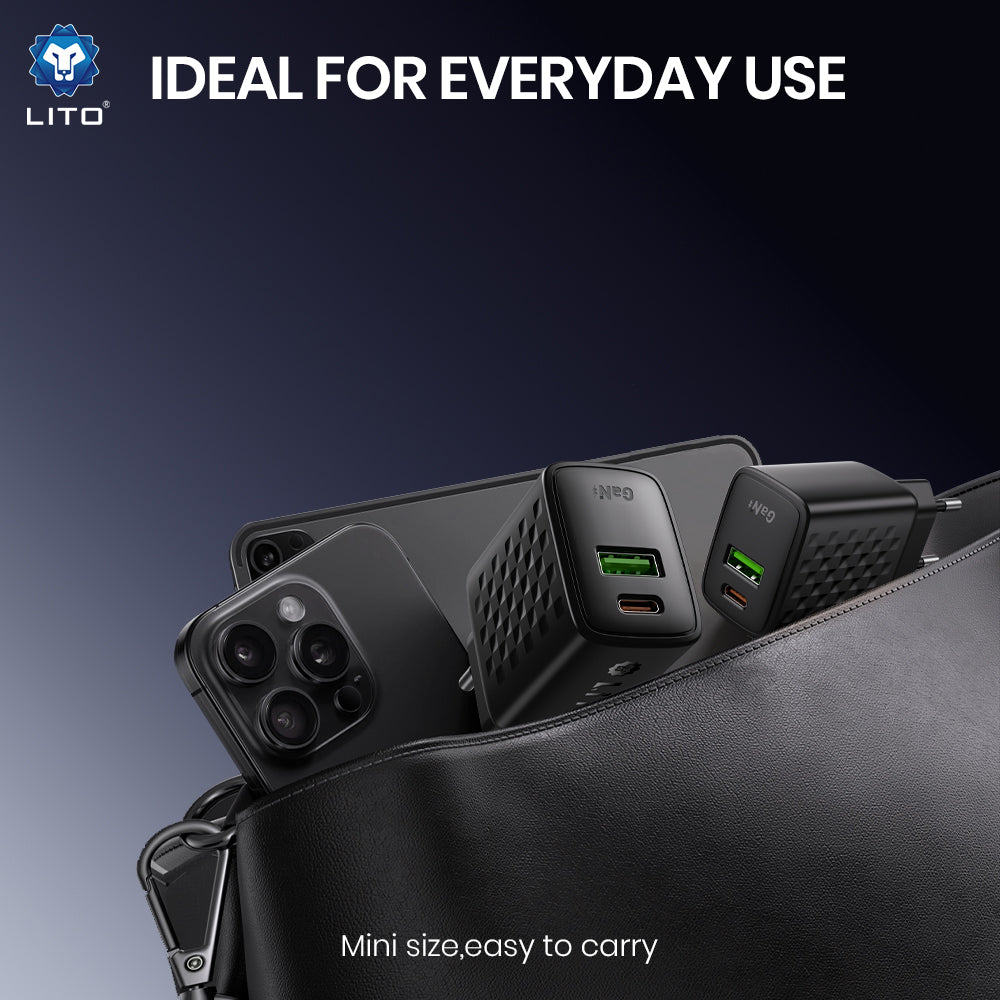 Mrežni punjač s USB-C kabelom Lito LC19T, 30W, 3A, 1 x USB-A - 1 x USB-C, Crni