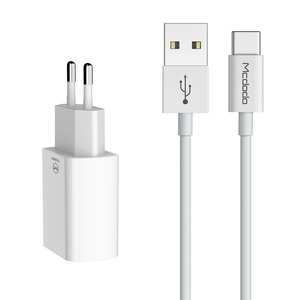 Mrežni punjač s USB-C kabelom McDodo CH-6721 ponuda, 12W, 2.4A, 2 x USB-A, bijeli