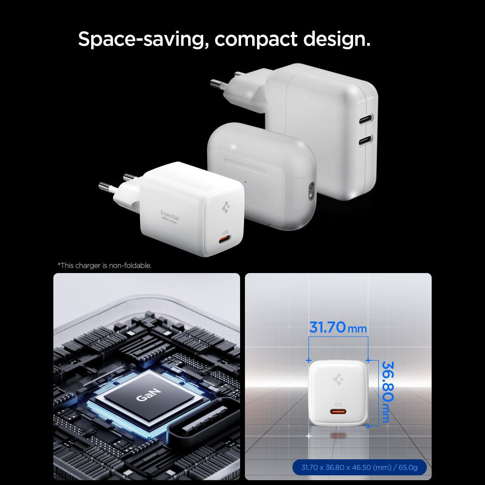 Mrežni punjač sa USB-C kabelom Spigen EE451EU Essential, 45W, 3A, 1 x USB-C, Bijeli ACH09473