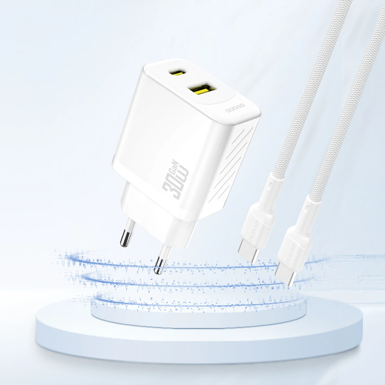 Punjač mreže Dudao A27TEU, 30W, 3A, 1 x USB-A - 1 x USB-C, Bijeli