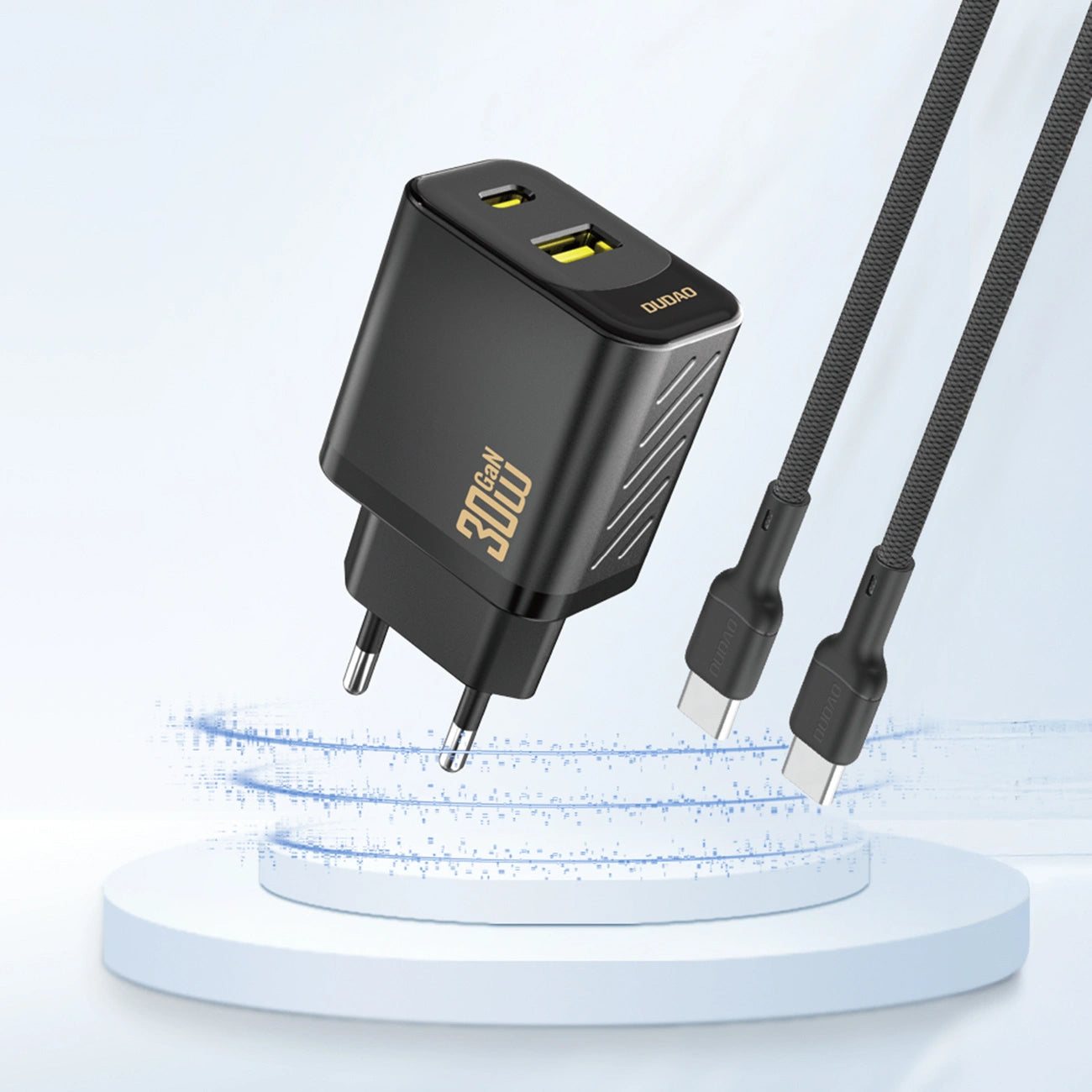 Punjač mreže Dudao A27TEU, 30W, 3A, 1 x USB-A - 1 x USB-C, Crni