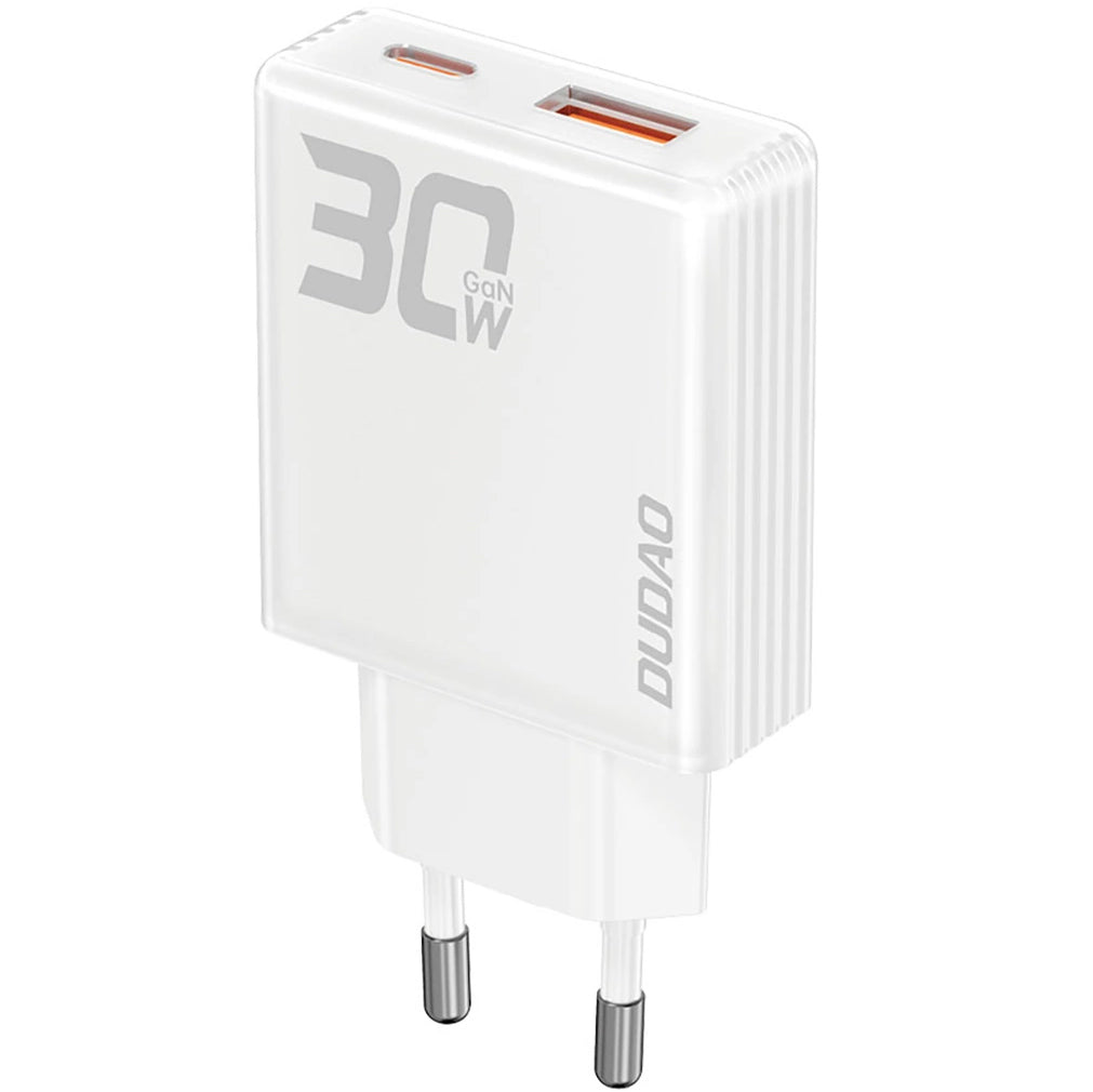 Punjač za mrežu Dudao A30EU, 30W, 3A, 1 x USB-A - 1 x USB-C, Bijeli