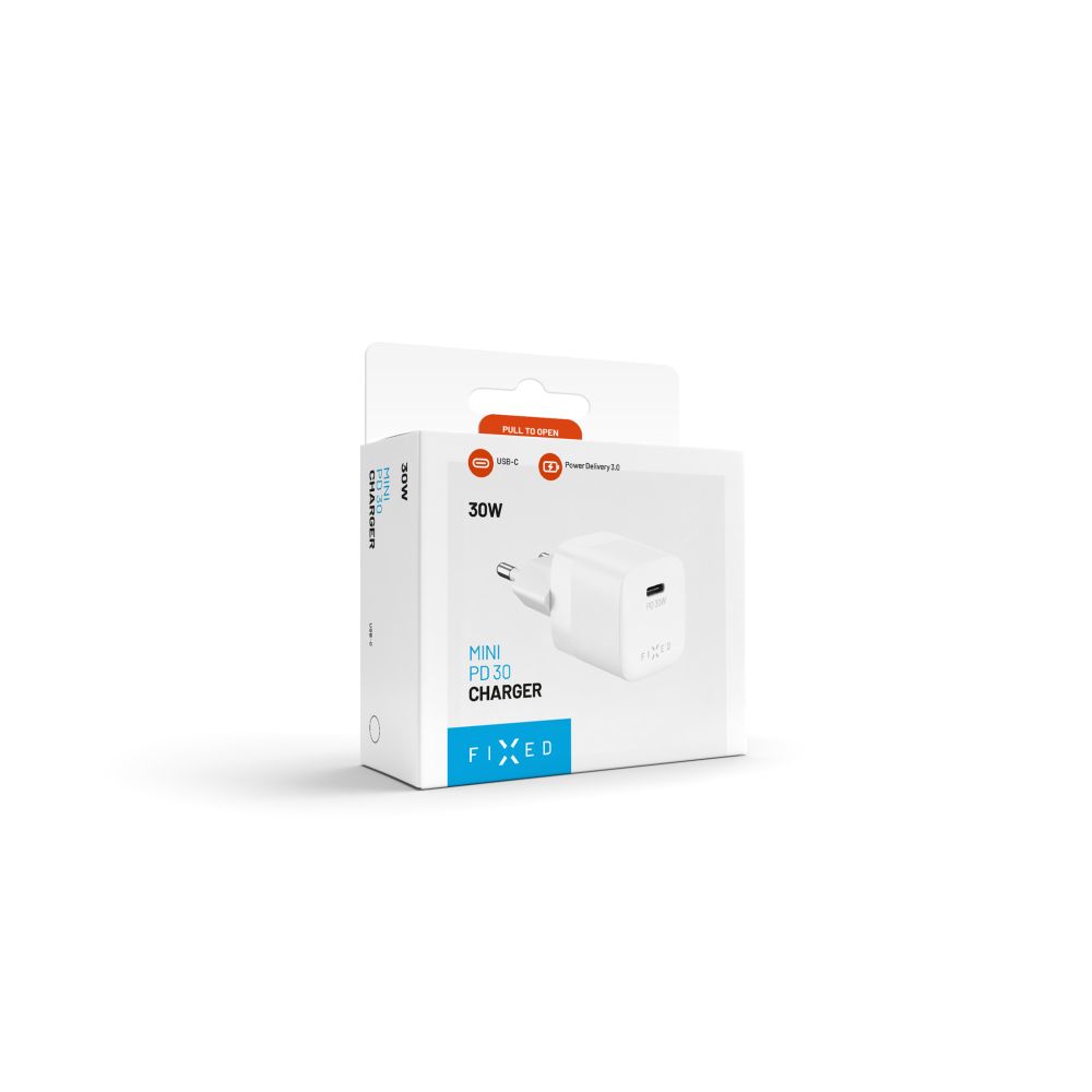 Punjač mreže Fixed Mini, 30W, 3A, 1 x USB-C, Bijeli
