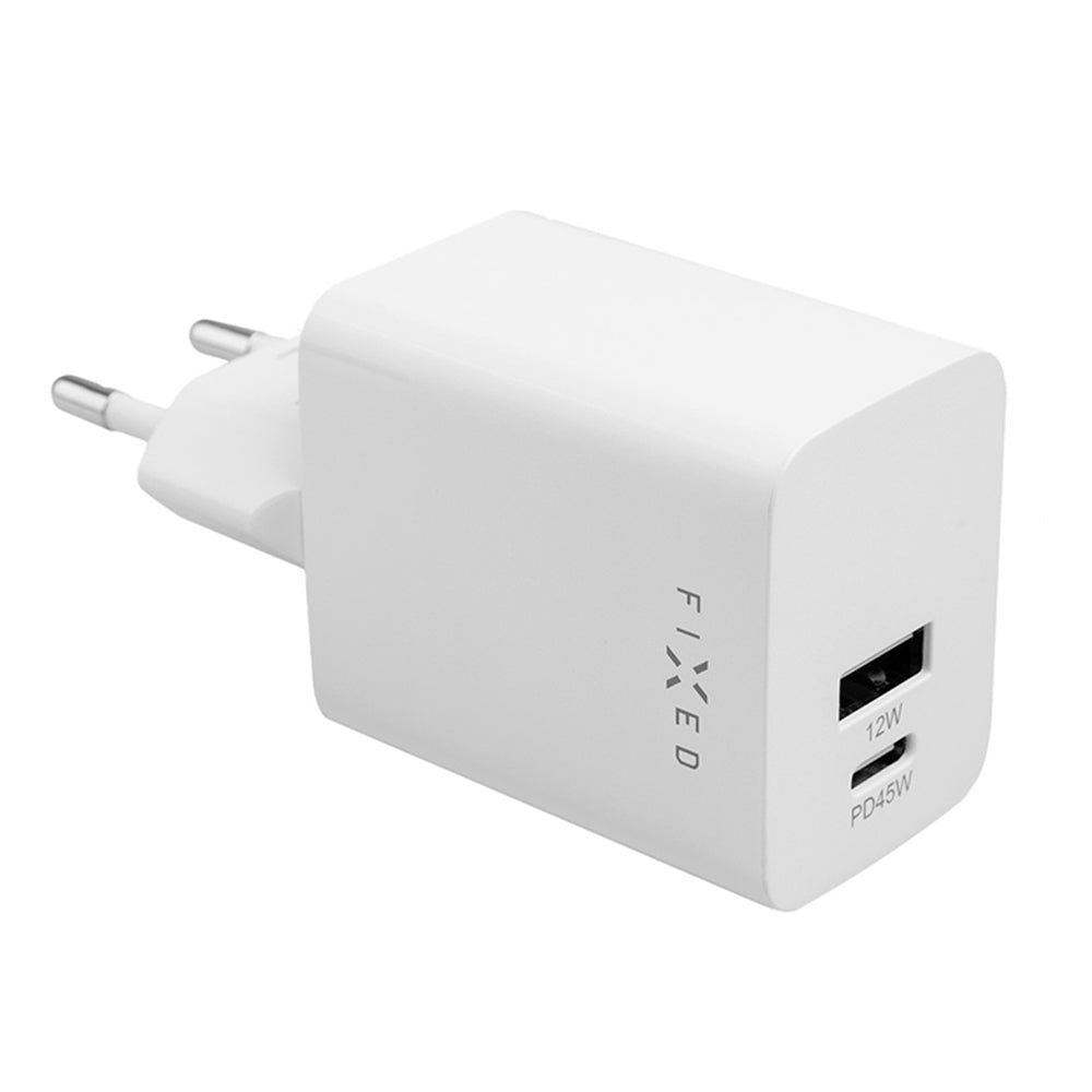 Punjač mreže Fixed Mini, 45W, 3A, 1 x USB-A - 1 x USB-C, Bijeli