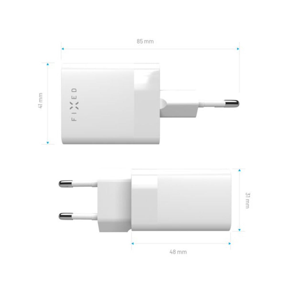 Punjač mreže Fixed Mini, 45W, 3A, 1 x USB-A - 1 x USB-C, Bijeli