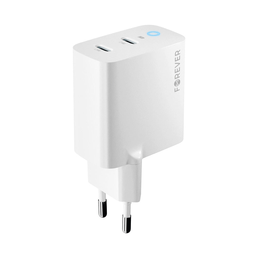 Punjač za mrežu Forever TC-06-40CC, 40W, 3A, 2 x USB-C, Bijeli