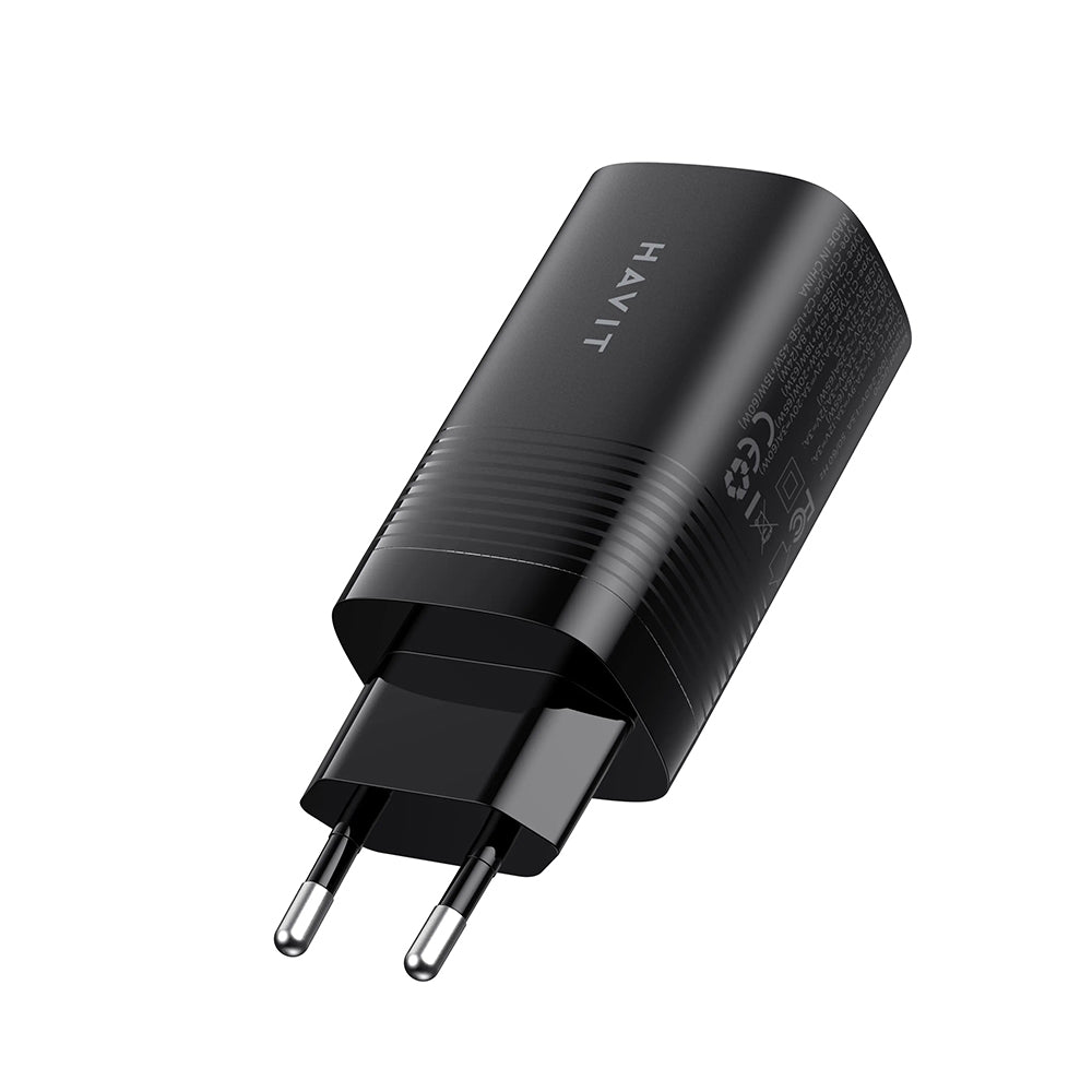 Mrežni punjač HAVIT UC20, 65W, 3A, 1 x USB-A - 2 x USB-C, Crni
